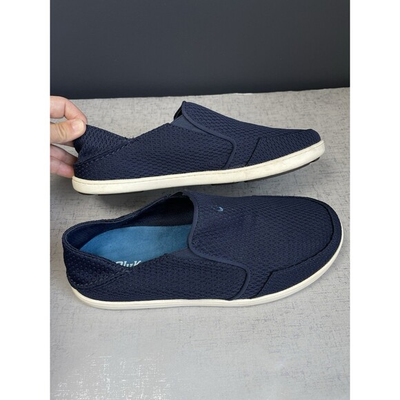 Olukai Men\'s 10.5 M Nohea Mesh Slip On Shoes Casual Boat Loafers Navy Blue